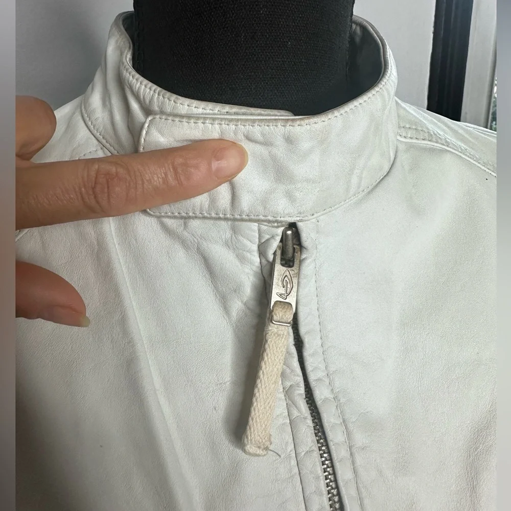 Vintage Diesel White Leather Zip-Up Jacket - Picture 8 of 17